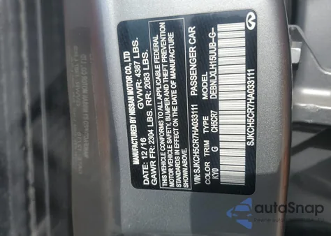 2017 Infiniti Qx30 Base from USA, damaged, VIN SJKCH5CR7HA033111